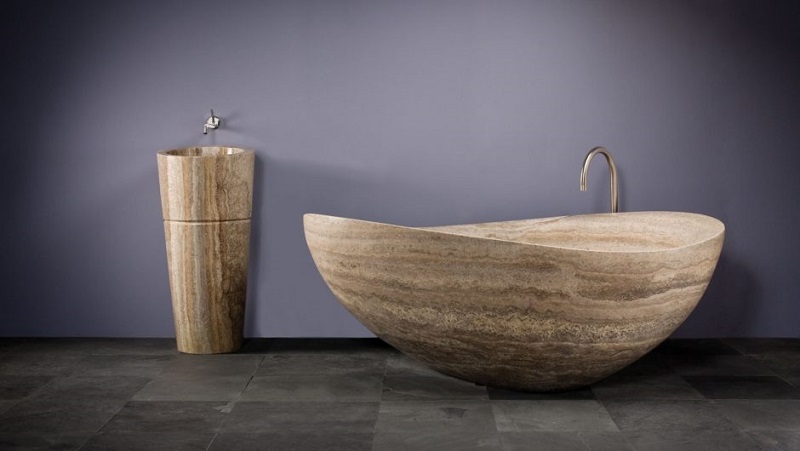 Mẫu bồn tắm được làm từ chất liệu đá với màu độc đáo